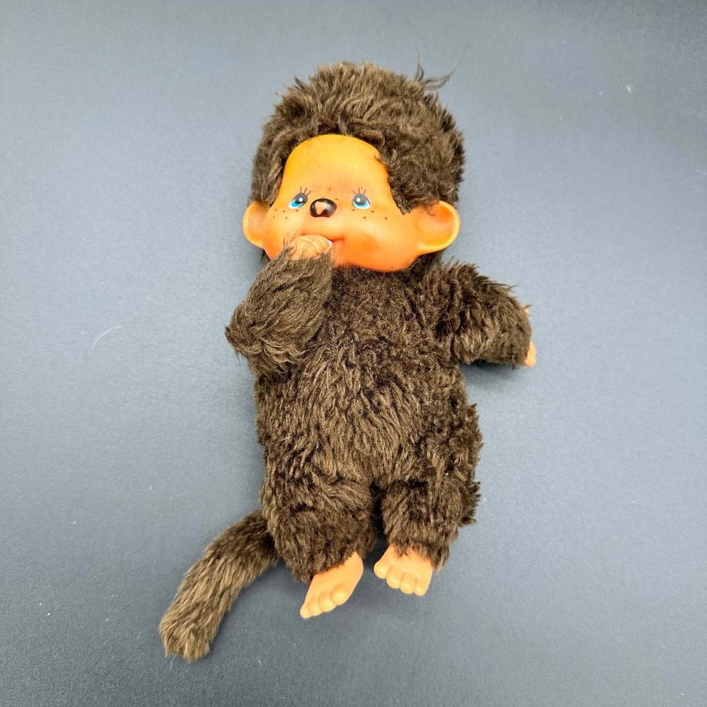 Vintage Monchhichi Monkey Doll Thumbsucking Pacifier Plush Toy Japan 1974 7"